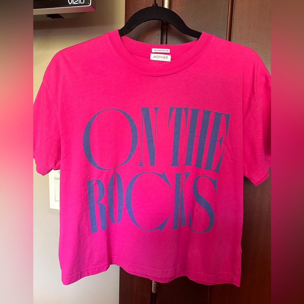By MOTHER Hot pink crop Tee. 
Slightly used. Perfect condition. Size small.